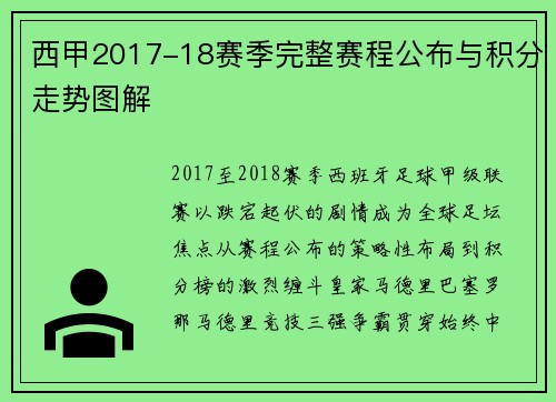 西甲2017-18赛季完整赛程公布与积分走势图解
